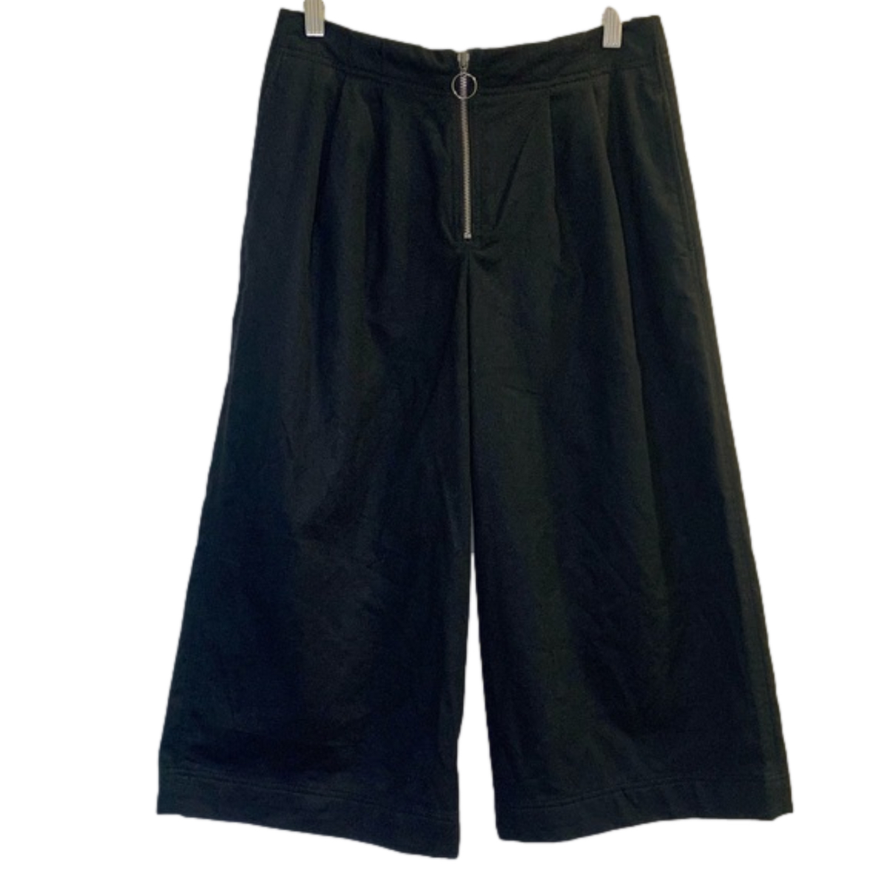 Gap High Rise Wide Leg Crop Pants Gauchos Black Size 6